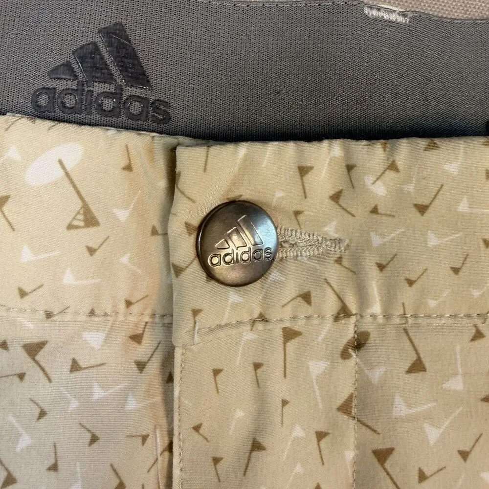 Adidas Ultimate 365 Golf Flag All Over Print Shorts Tan Size 40 Men's Athletic